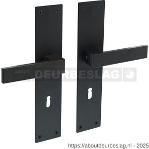 Intersteel 0571 deurkruk Amsterdam met schild rechthoekig 250x55x2 mm sleutelgat 72 mm structuur zwart - R26008202 - afbeelding 1