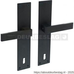 Intersteel 0571 deurkruk Amsterdam met schild rechthoekig 250x55x2 mm sleutelgat 110 mm structuur zwart - R26009152 - afbeelding 1