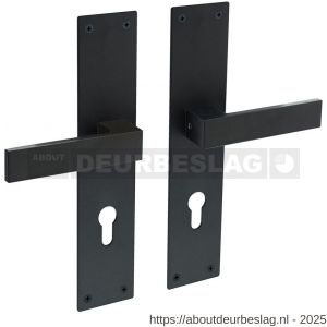 Intersteel 0571 deurkruk Amsterdam met schild rechthoekig 250x55x2 mm profielcilindergat 72 mm structuur zwart - R26008204 - afbeelding 1