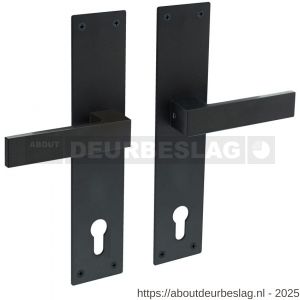 Intersteel 0571 deurkruk Amsterdam met schild rechthoekig 250x55x2 mm profielcilindergat 110 mm structuur zwart - R26009153 - afbeelding 1