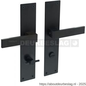 Intersteel 0571 deurkruk Amsterdam met schild rechthoekig 250x55x2 mm WC 78/8 mm structuur zwart - R26008206 - afbeelding 1