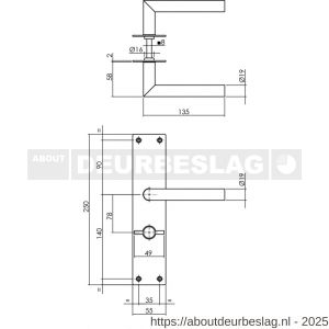 Intersteel 0583 deurkruk Jura met schild rechthoekig 250x55x2 mm WC 78/8 mm structuur zwart - R26008213 - afbeelding 2