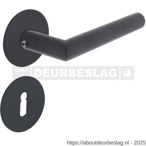 Intersteel 1583 deurkruk Jura met rozet zelfklevend diameter 55x2 mm en sleutelrozetten structuur zwart - R26010641 - afbeelding 1