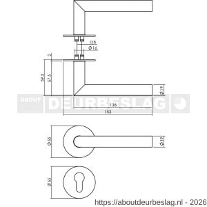 Intersteel 1583 deurkruk Jura met rozet zelfklevend diameter 55x2 mm en cilinderrozetten structuur zwart - R26010642 - afbeelding 2
