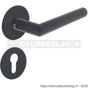 Intersteel 1583 deurkruk Jura met rozet zelfklevend diameter 55x2 mm en cilinderrozetten structuur zwart - R26010642 - afbeelding 1