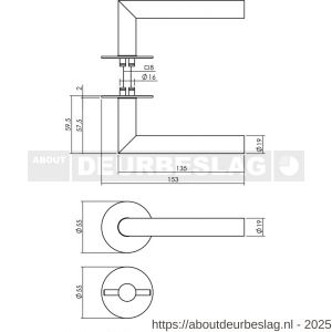 Intersteel 1583 deurkruk Jura met rozet zelfklevend diameter 55x2 mm en WC-sluiting met stift 8x8 mm structuur zwart - R26010643 - afbeelding 2