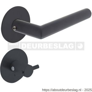 Intersteel 1583 deurkruk Jura met rozet zelfklevend diameter 55x2 mm en WC-sluiting met stift 8x8 mm structuur zwart - R26010643 - afbeelding 1