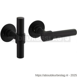 Intersteel Living 1671 deurkruk L/T recht met rozet diameter 50x2 mm structuur zwart - R26008225 - afbeelding 1