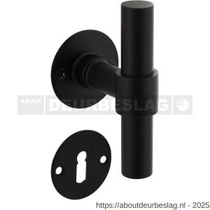 Intersteel 1671 deurkruk L/T recht met rozet diameter 50x2 mm en sleutelrozetten structuur zwart - R26010647 - afbeelding 1