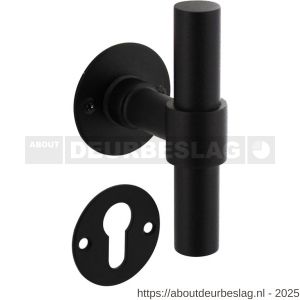 Intersteel 1671 deurkruk L/T recht met rozet diameter 50x2 mm en cilinderrozetten structuur zwart - R26010648 - afbeelding 1