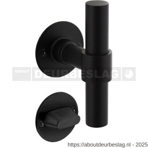 Intersteel 1671 deurkruk L/T recht met rozet diameter 50x2 mm en WC-sluiting met stift 8x8 mm structuur zwart - R26010649 - afbeelding 1
