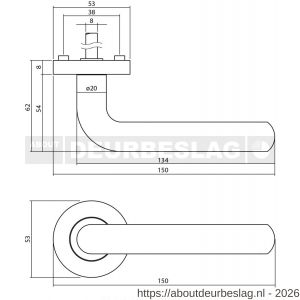 Intersteel Living 1683 deurkruk Agatha op rozet verdekt diameter 52x10 mm met nokken zwart - R26008227 - afbeelding 2
