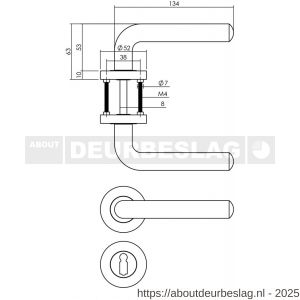 Intersteel 1683 deurkruk Agatha op rozet verdekt diameter 52x10 mm met nokken en sleutelrozetten zwart - R26010650 - afbeelding 2