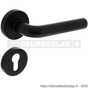 Intersteel 1683 deurkruk Agatha op rozet verdekt diameter 52x10 mm met nokken en cilinderrozetten zwart - R26010651 - afbeelding 1