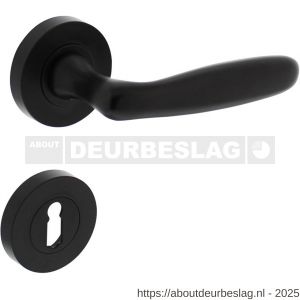 Intersteel 1692 deurkruk Bjorn op rozet verdekt diameter 52x10 mm met nokken en sleutelrozetten zwart - R26010254 - afbeelding 1