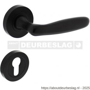 Intersteel 1692 deurkruk Bjorn op rozet verdekt diameter 52x10 mm met nokken en cilinderrozetten zwart - R26010255 - afbeelding 1