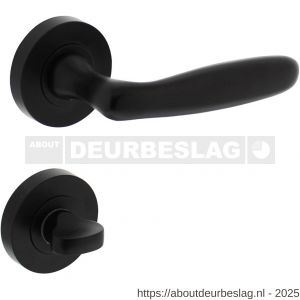 Intersteel 1692 deurkruk Bjorn op rozet verdekt diameter 52x10 mm met nokken en WC-sluiting met stift 7x7 mm zwart - R26010257 - afbeelding 1