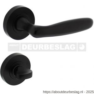 Intersteel 1692 deurkruk Bjorn op rozet verdekt diameter 52x10 mm met nokken en WC-sluiting met stift 8x8 mm zwart - R26010654 - afbeelding 1