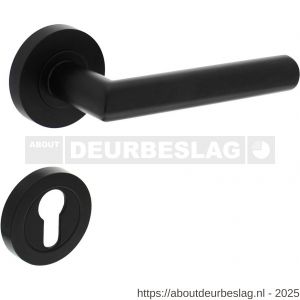 Intersteel 1693 deurkruk Bastian op rozet verdekt diameter 52x10 mm met nokken en cilinderrozetten zwart - R26008237 - afbeelding 1