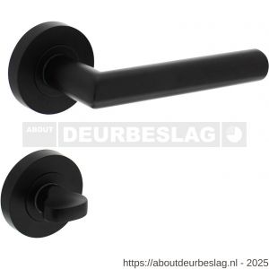 Intersteel 1693 deurkruk Bastian op rozet verdekt diameter 52x10 mm met nokken en WC-sluiting met stift 7x7 mm zwart - R26010259 - afbeelding 1