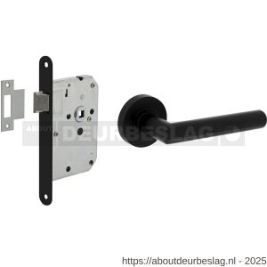 Intersteel Living 1693 set loopslot zwart met deurkruk Bastian op rozet diameter 52x10 mm zwart - R26011049 - afbeelding 1