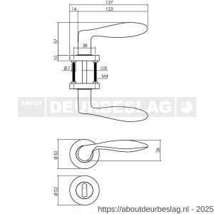 Intersteel 1695 deurkruk George op rozet verdekt diameter 52x10 mm met nokken en sleutelrozetten zwart - R26008244 - afbeelding 2