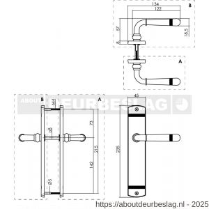 Intersteel 1705 deurkruk gatdeel rechts Helena op schild afgerond 235x45 mm blind zwart - R26011311 - afbeelding 1