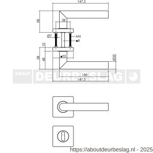 Intersteel 1707 deurkruk Bastian op rozet 55x55x10 mm met nokken en sleutelrozetten zwart - R26009159 - afbeelding 2