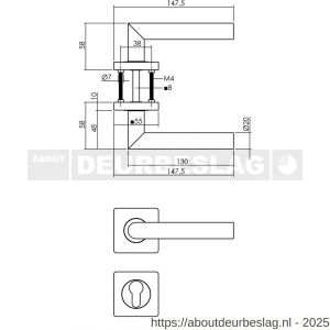 Intersteel 1707 deurkruk Bastian op rozet 55x55x10 mm met nokken en cilinderrozetten zwart - R26009160 - afbeelding 2
