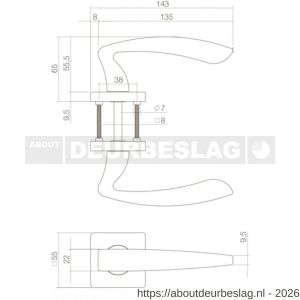 Intersteel Living 1711 deurkruk Zeus op rozet verdekt 55x55x10 mm met nokken zwart - R26006759 - afbeelding 2