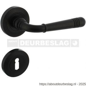 Intersteel 1725 deurkruk Helena op rozet verdekt met rillen diameter 55x10 mm met nokken en sleutelrozetten zwart - R26010794 - afbeelding 1