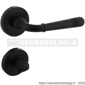 Intersteel 1725 deurkruk Helena op rozet verdekt met rillen diameter 55x10 mm met nokken en WC-sluiting met stift 8x8 mm zwart - R26010796 - afbeelding 1