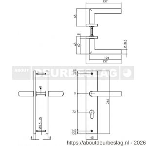 Intersteel Living 1743 deurkruk Bastian op schild rechthoekig 245x45 mm profielcilindergat 72 mm zwart - R26010293 - afbeelding 2