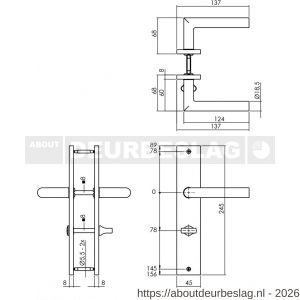 Intersteel 1743 deurkruk Bastian op schild rechthoekig 245x45 mm WC 78/8 mm zwart - R26010299 - afbeelding 2
