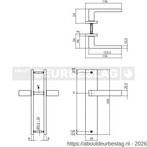 Intersteel Living 1744 deurkruk Hera op schild rechthoekig 245x45 mm blind zwart - R26010300 - afbeelding 2