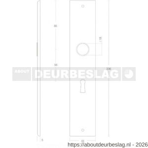 Intersteel 2577 langschild rechthoekig 236x44x6 mm sleutelgat 56 mm mat zwart - R26006772 - afbeelding 2