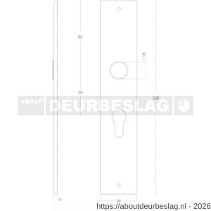 Intersteel 2577 langschild rechthoekig 236x44x6 mm profielcilindergat 55 mm mat zwart - R26006774 - afbeelding 2