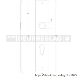 Intersteel 2577 langschild rechthoekig 236x44x6 mm profielcilindergat 72 mm mat zwart - R26006775 - afbeelding 2