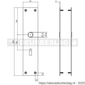 Intersteel 2688 schild renovatie rechthoekig 250x55x2 mm sleutelgat 56 mm RVS mat zwart - R26008262 - afbeelding 1