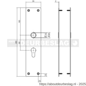 Intersteel 2688 schild renovatie rechthoekig 250x55x2 mm PC55 mm RVS mat zwart - R26007027 - afbeelding 2