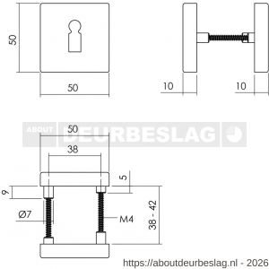 Intersteel Living 3093 sleutelrozetten verdekt 50x50x10 mm met nokken zwart - R26011139 - afbeelding 2