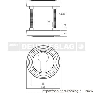 Intersteel Living 3178 cilinderrozetten verdekt met rillen diameter 55x10 mm en nokken zwart - R26011027 - afbeelding 2