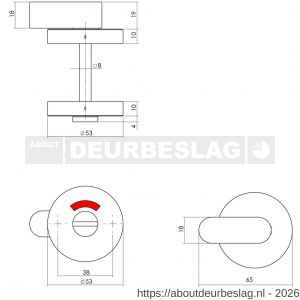 Intersteel Living 3401 WC-sluiting verdekt diameter 53x10 mm met comfortknop en stift 8x8 mm structuur zwart - R26008266 - afbeelding 2
