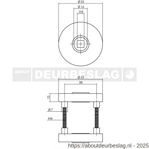 Intersteel 3405 rozetten massief verdekt diameter 53x10 mm met nokken en 2-weg veerconstructie structuur zwart - R26008269 - afbeelding 2