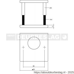 Intersteel 3433 rondcilinderrozetten verdekt 50x50x5 mm structuur zwart - R26011354 - afbeelding 1