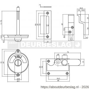Intersteel Living 3701 WC-overslag vlak met tekst Vrij-Bezet mat zwart - R26008285 - afbeelding 2