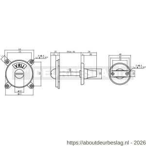 Intersteel Living 3702 WC-sluiting Degeorge met 8 mm stift en tekst Vrij-Bezet zwart - R26009173 - afbeelding 2