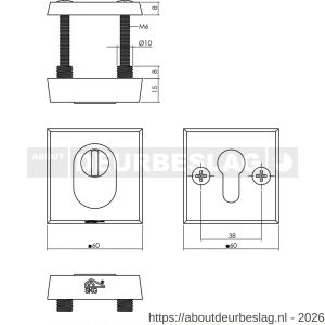 Intersteel Living 3750 SKG3 veiligheidsrozetten vierkant 60x60x15 mm profielcilindergat met kerntrekbeveiliging zwart - R26009933 - afbeelding 2