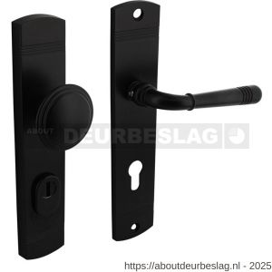 Intersteel Living 3778 voordeurbeslag Helena 239x50 mm knop-kruk profielcilindergat 72 mm met kerntrekbeveiliging zwart - R26010803 - afbeelding 1