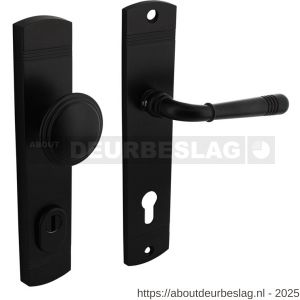 Intersteel Living 3778 voordeurbeslag Helena 239x50 mm knop-kruk profielcilindergat 92 mm met kerntrekbeveiliging zwart - R26010804 - afbeelding 1